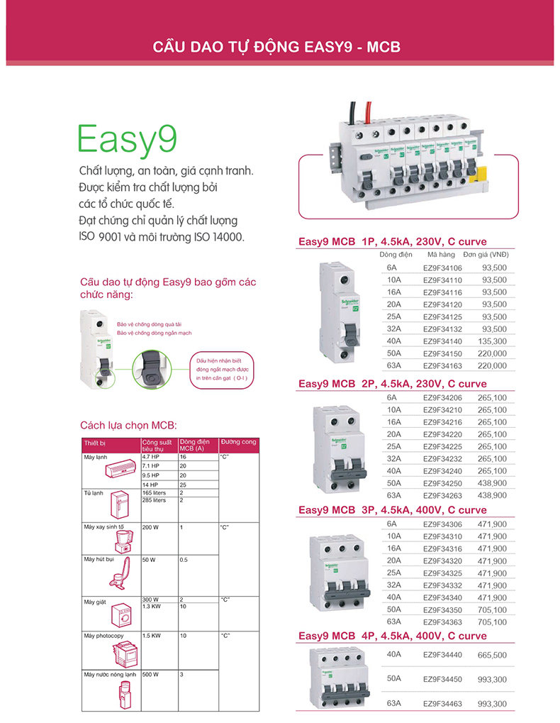 Aptomat schneider mcb easy9