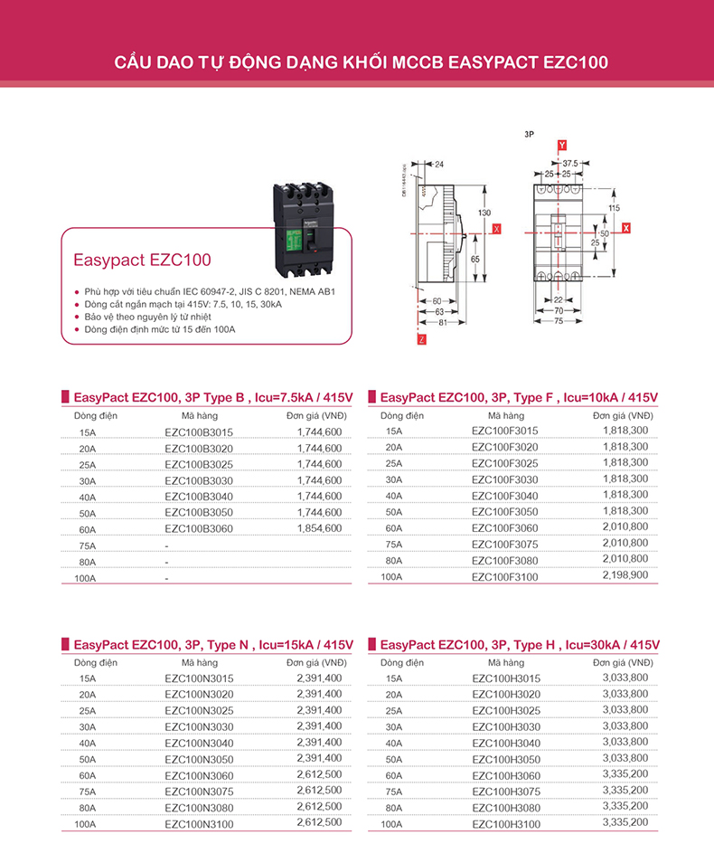 Aptomat schneider mccb ezc100