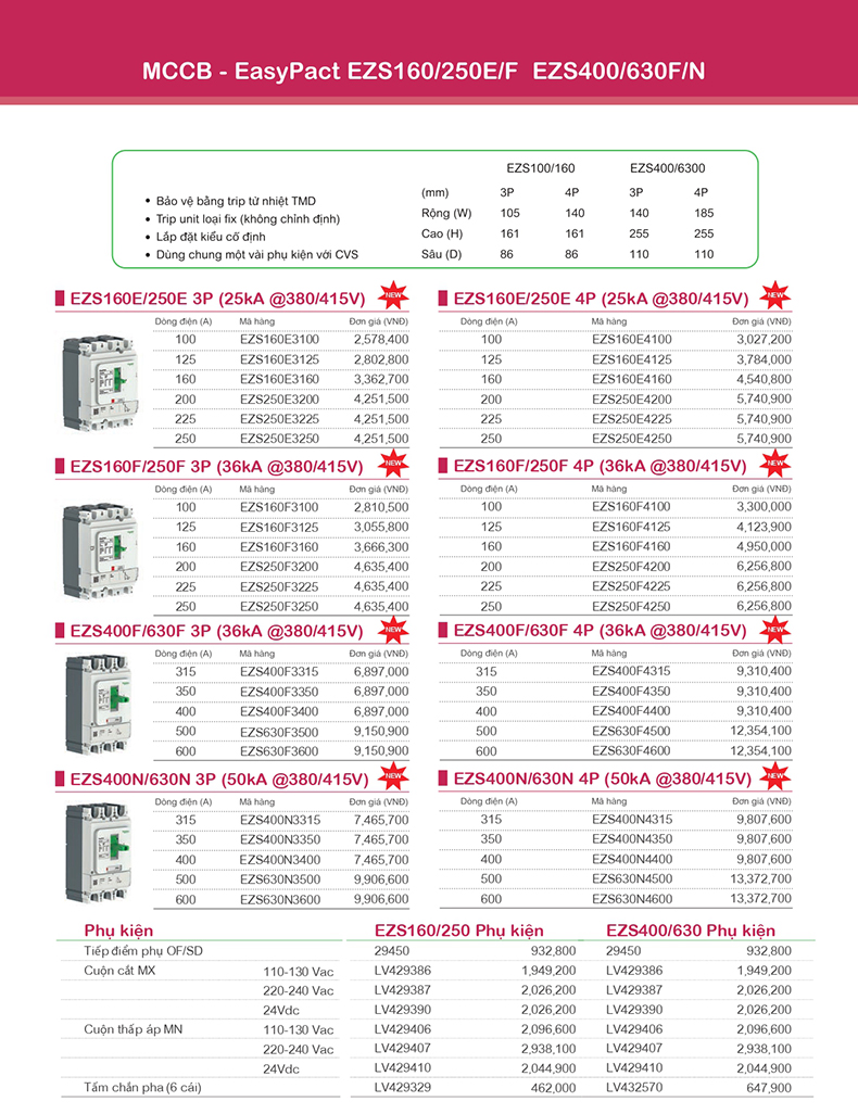 Aptomat schneider mccb ezs160 250e f ezs400 630f-n