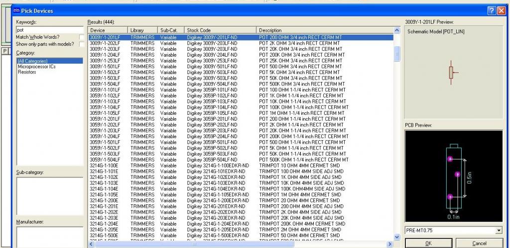 Cách tìm biến trở trong Proteus