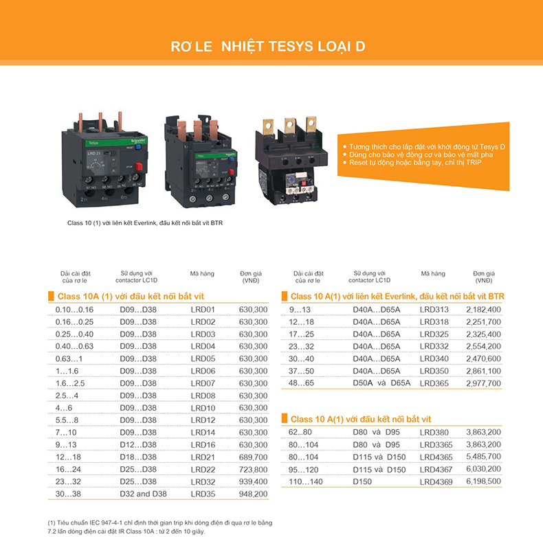Rơ le nhiệt rơ le trung gian Schneider 1
