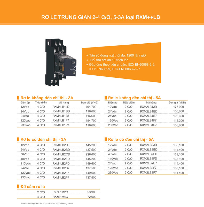 Rơ le nhiệt rơ le trung gian Schneider