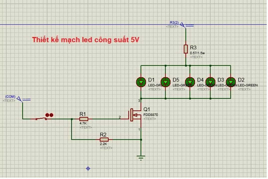 Thiết kế mạch LED công suất trong Proteus