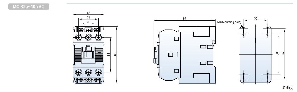 kich thuoc contactor ls mc-32a mc-40a ac