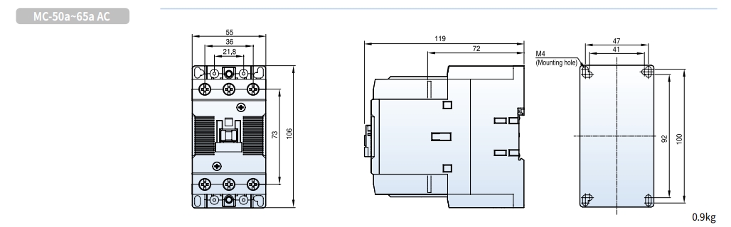 kich thuoc contactor ls mc-50a mc-65a ac