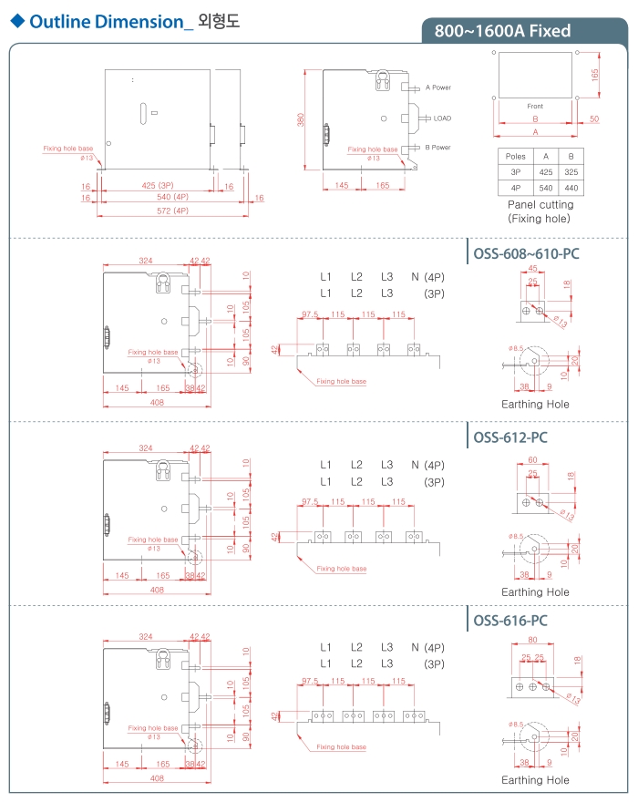kich thuoc ats osemco oss pc type 800a 1000a 1200a 1600a fixed