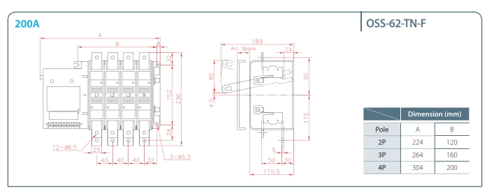 kich thuoc ats osemco oss tn type 200a fixed front
