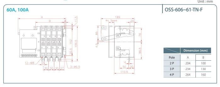 kich thuoc ats osemco oss tn type 60a 100a fixed front