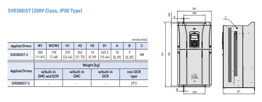 kich thuoc bien tan ls is7 ip21 type 30kw 200v ip00
