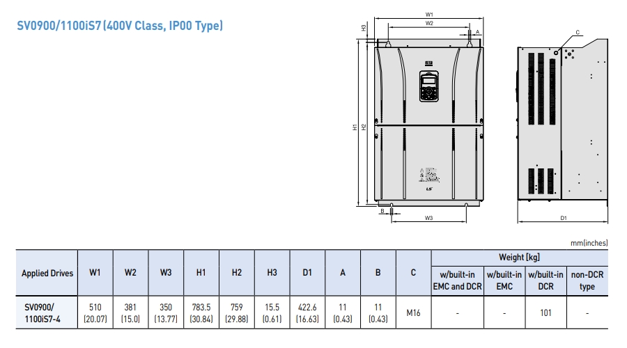 kich thuoc bien tan ls is7 ip21 type 90kw 110kw 400v ip00