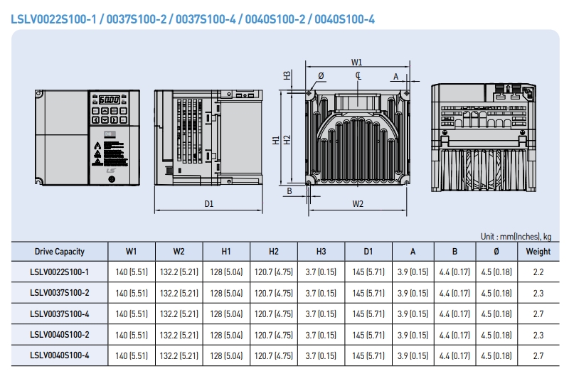 kich thuoc bien tan ls s100 ip20 2.2kw-1 3.7kw-2 3.7kw-4 4kw-2 4kw-4