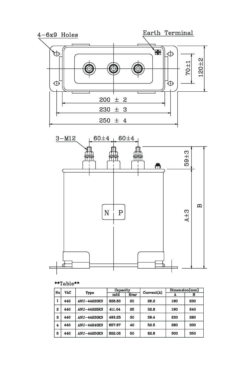kich thuoc tu bu dau nuintek 440v 20kvar 25kvar 30kvar 40kvar 50kvar