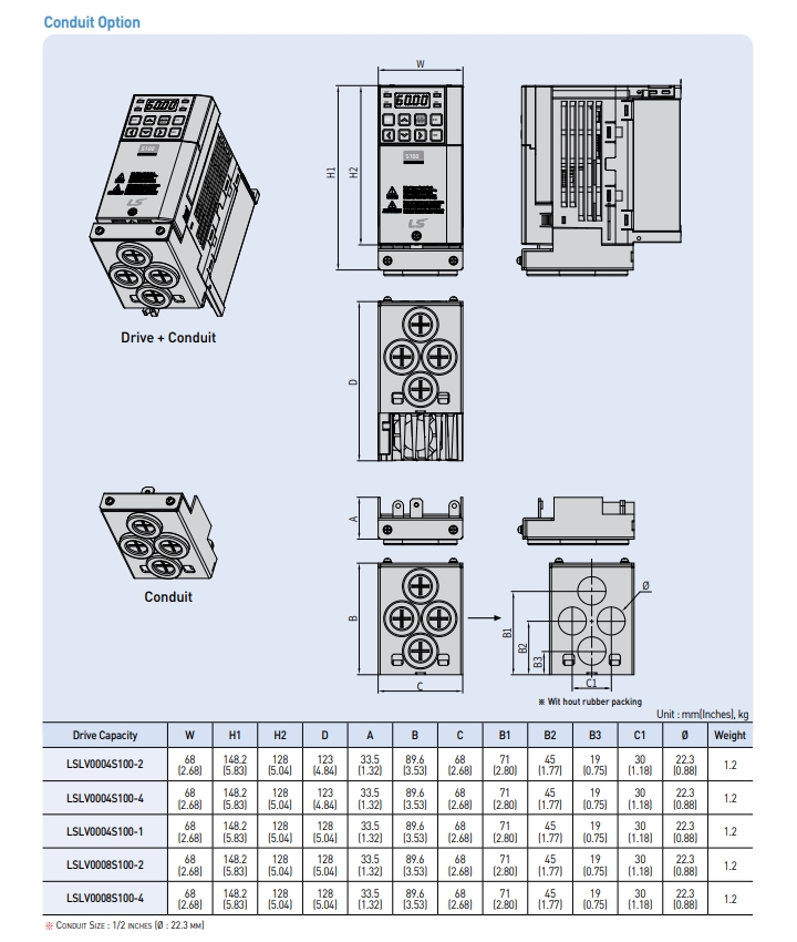 ong dan bien tan ls s100 0.4kw-1 0.4kw-2 0.4kw-4 0.75kw-2 0.75kw-4