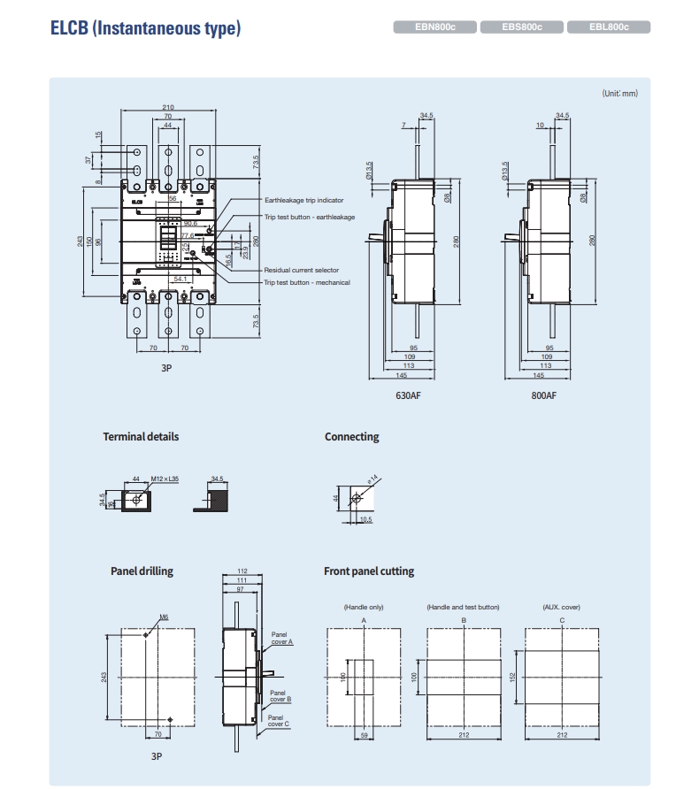 elcb ls ebn800c ebs800c ebl800c instantaneous type kich thuoc cad