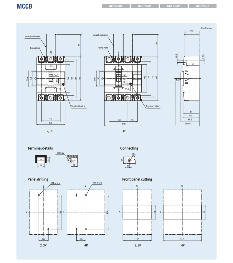 mccb ls abn250c abs250c abh250c abl250c kich thuoc cad