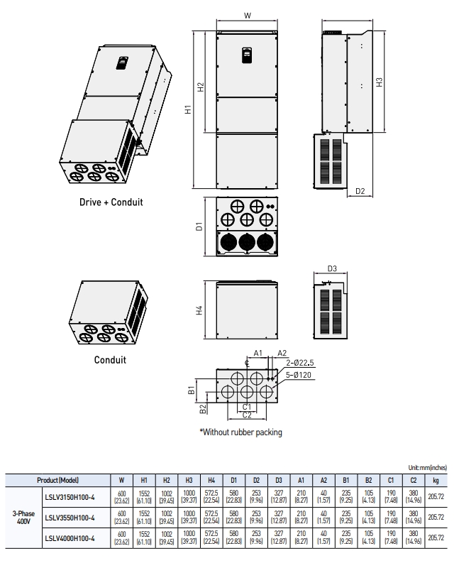 ong dan bien tan ls h100 ip00 315kw-4 355kw-4 400kw-4