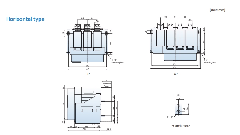 acb ls fixed type 2000af 630-1600a ah-an-as 06-16d horizontal type