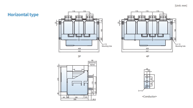 acb ls fixed type 4000af 2000-3200a ah-as 20-32e horizontal type