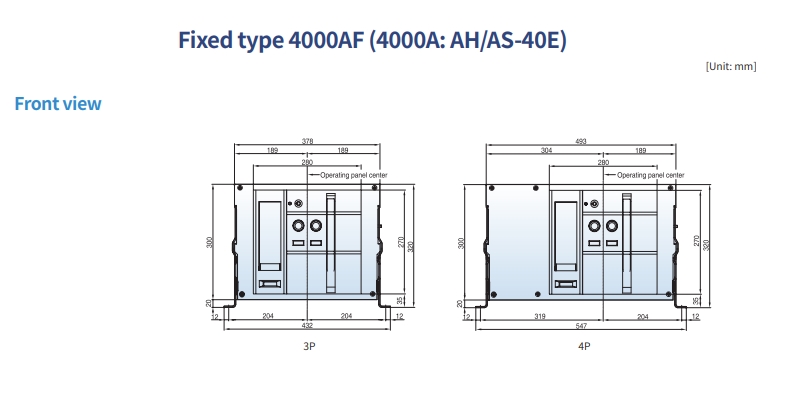acb ls fixed type 4000af 4000a ah-as 40e front view