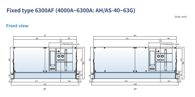 acb ls fixed type 6300af 4000a-6300a ah-as 40-63g front view