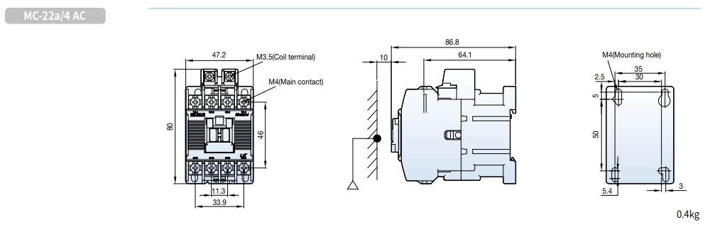 kich thuoc contactor ls mc-22a4 ac