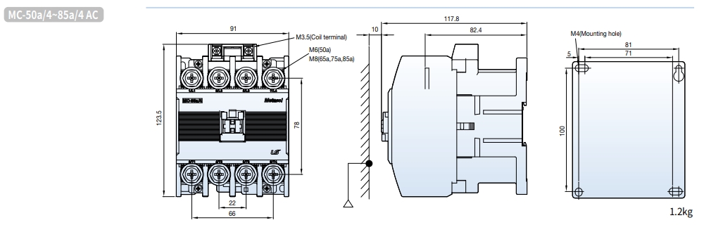 kich thuoc contactor ls mc-50a4 mc-65a4 mc-75a4 mc-85a4 ac